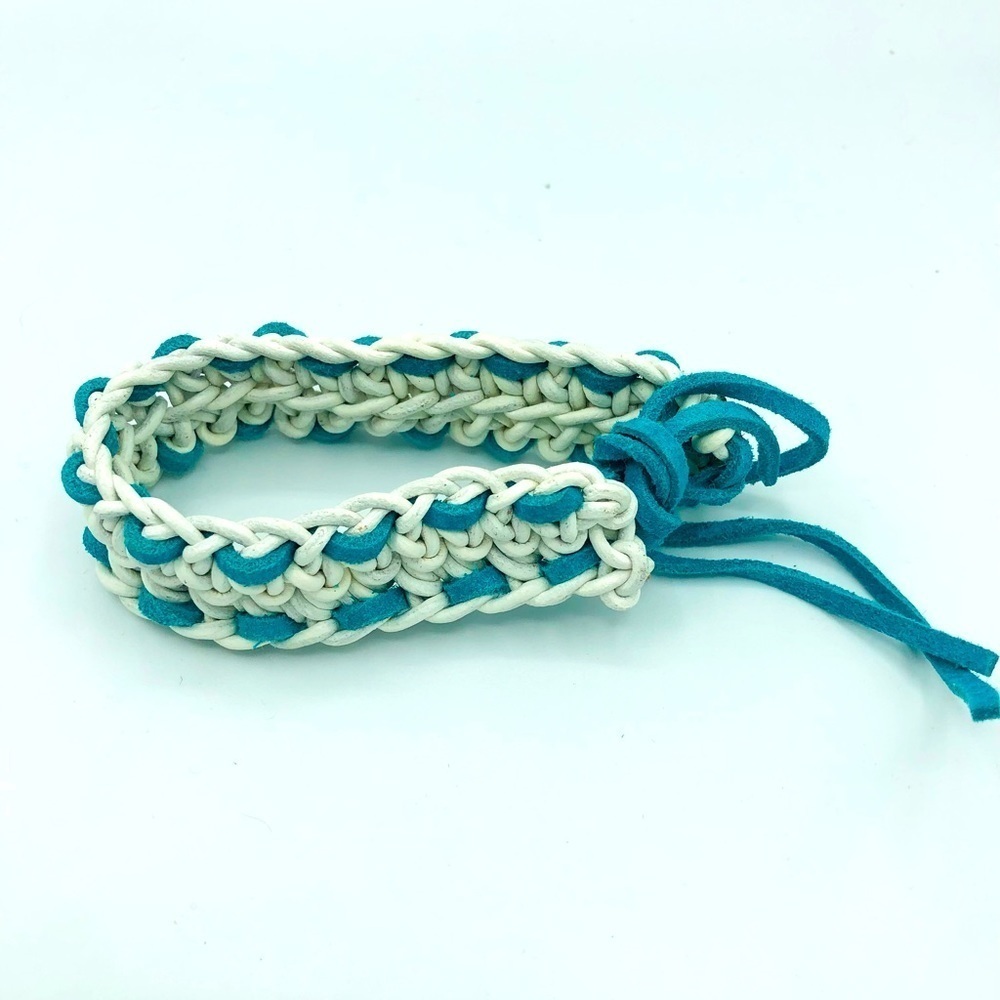 Crocheted Leather and Suede Bracelet